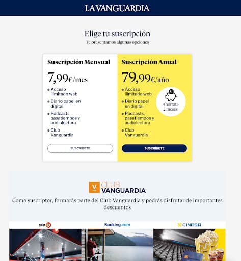 ejemplo de landing page de conversion donde se ofrece suscripcion a la pagina